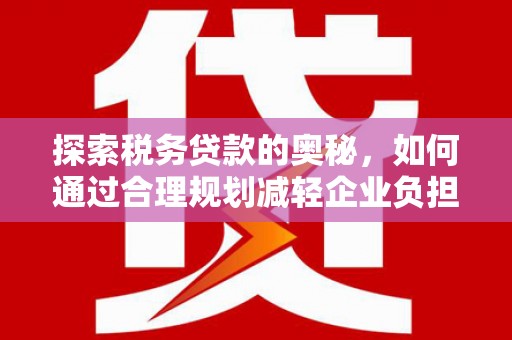 红寺堡探索税务贷款的奥秘，如何通过合理规划减轻企业负担