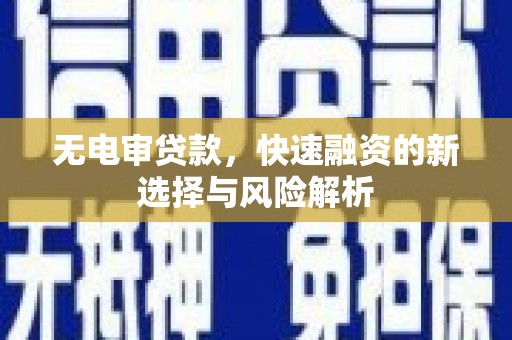 红寺堡无电审贷款，快速融资的新选择与风险解析