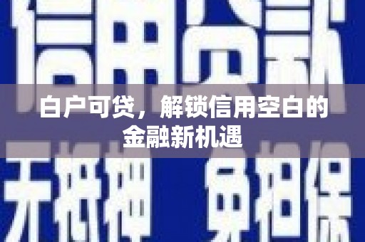 红寺堡白户可贷，解锁信用空白的金融新机遇