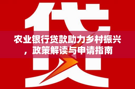 红寺堡农业银行贷款助力乡村振兴，政策解读与申请指南