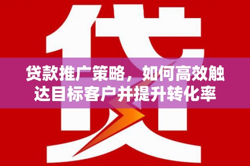 红寺堡贷款推广策略，如何高效触达目标客户并提升转化率